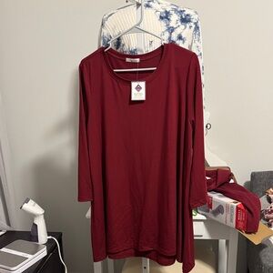 Women's Long Sleeve Top - Burgundy